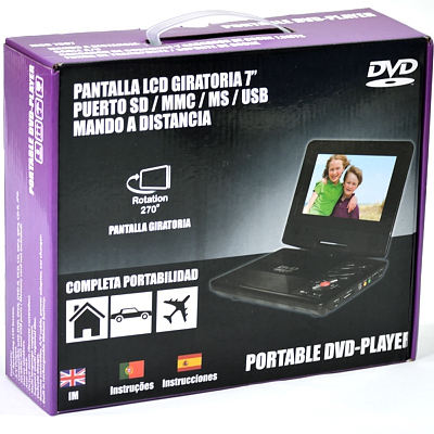 Dvd Portatil Pantalla Giratoria 7" Kaos